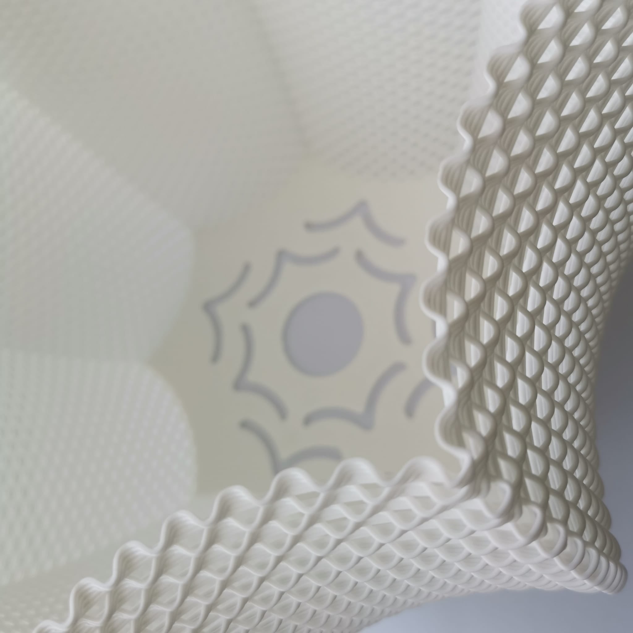 Close-up of a textured pendant lamp surface.