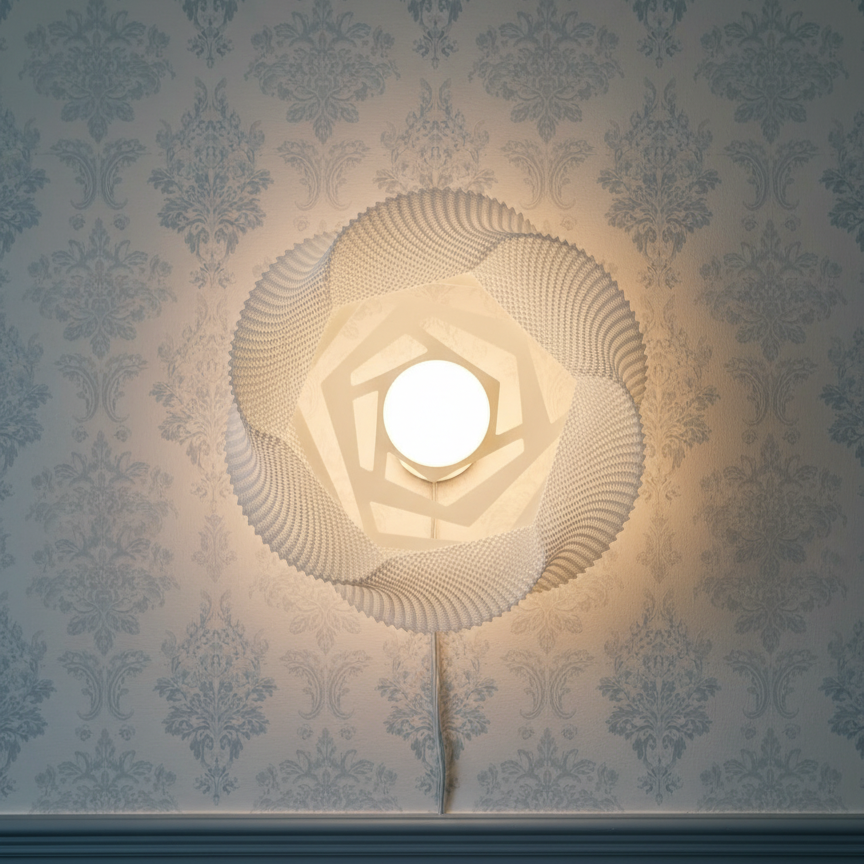 Ceiling light fixture with decorative pattern on a wall